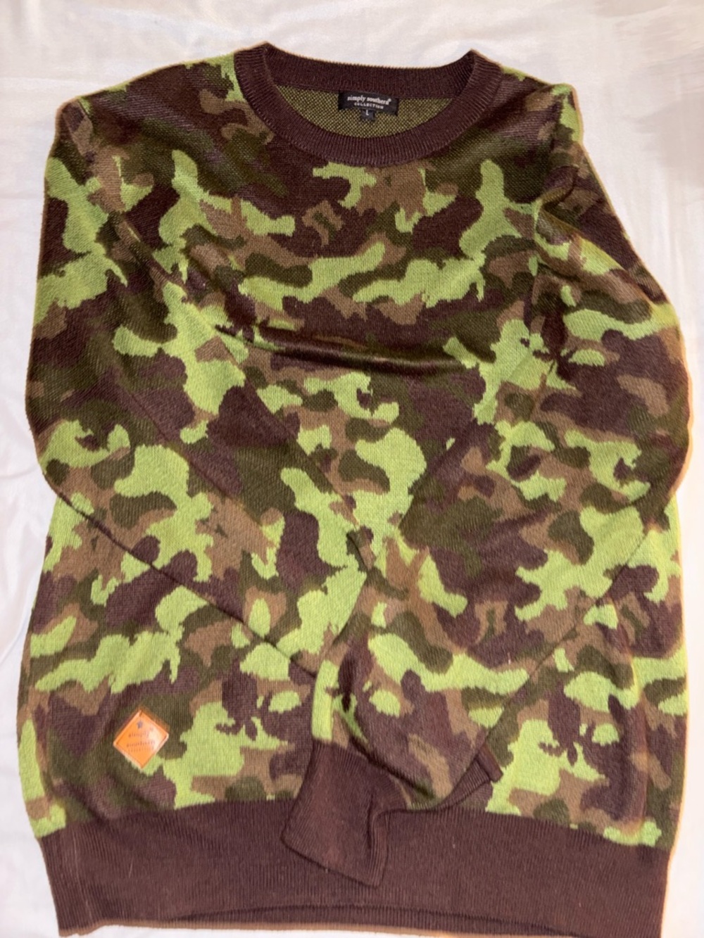 Simply Southern Green and Brown Camo Crewneck Sweater